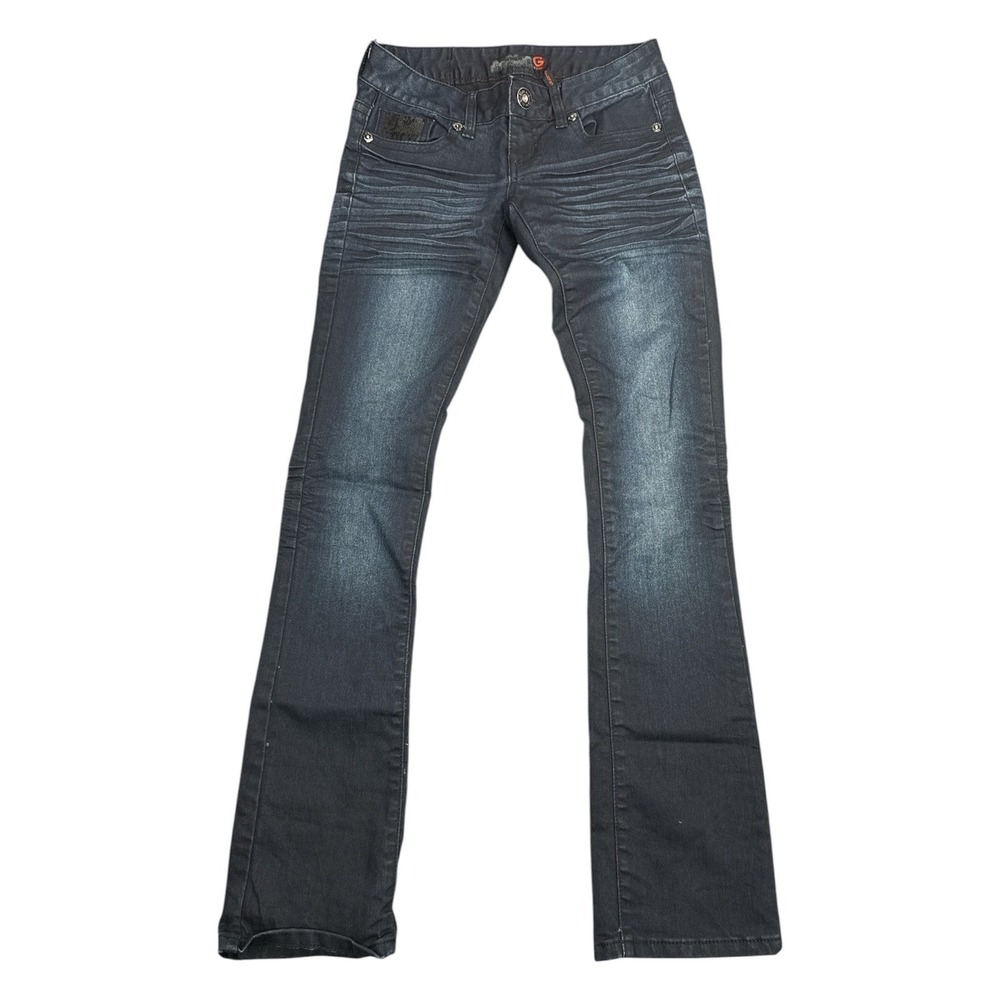 G by GUESS Womens Dark Wash Bootcut Jeans Metallic Wing Back Pockets